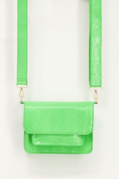 Felgroene schoudertas met croco design
