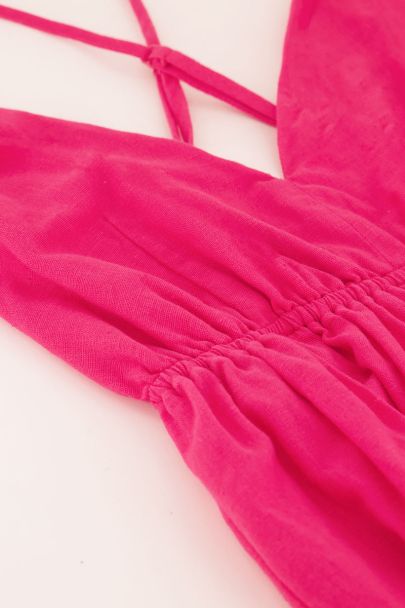 Robe midi fuchsia avec bretelles fines et dos nu