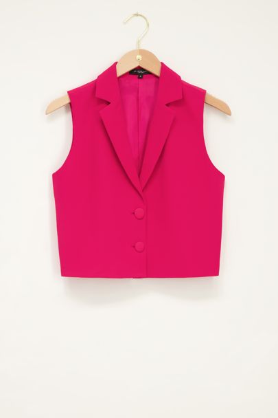 Fuchsia gilet met dubbele knoop