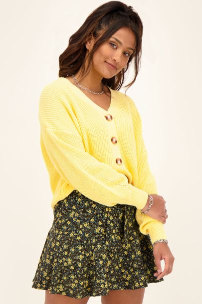 Yellow knitted cardigan