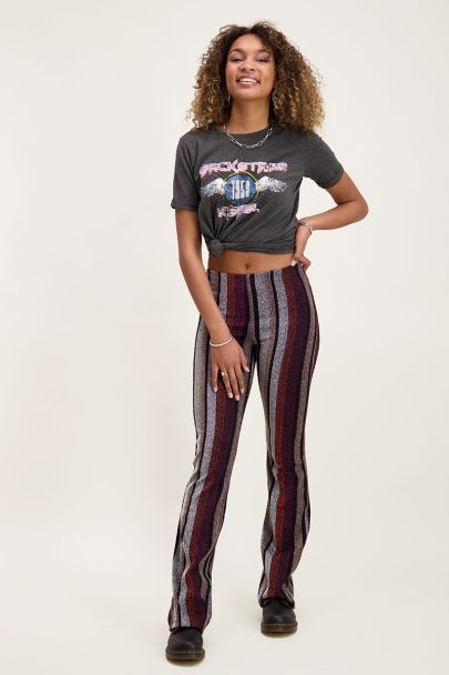 Glitter flared broek multikleur
