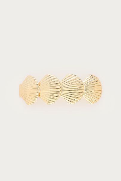 Gold coloured hairpin with four shells