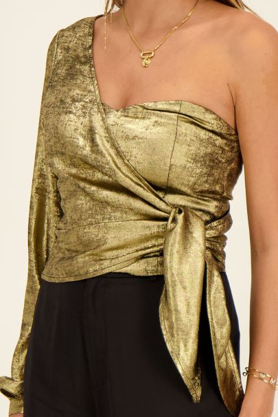 Gouden one-shoulder corset top