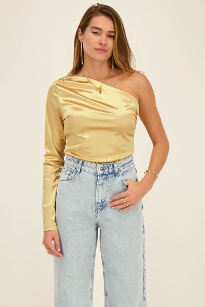 Gouden one-shoulder top