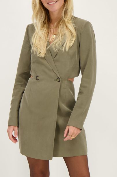 Green blazer dress with open back