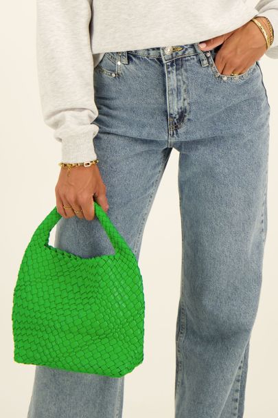 Green braided handbag