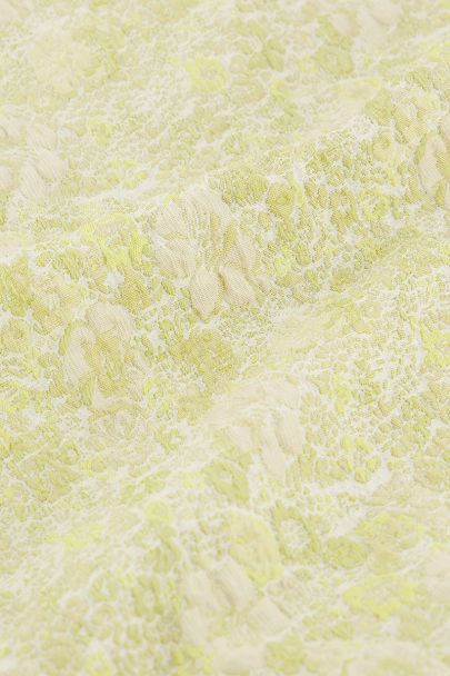 Green jacquard top with puff sleeves