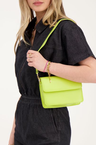 Groene leather look crossbody tas