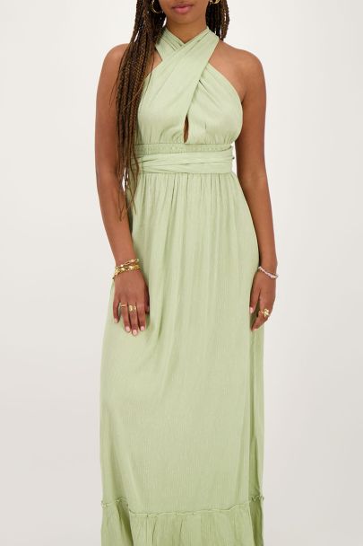 Robe longue verte en lurex 