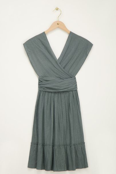 Grünes kurzes Multiway-Wickelkleid mit Lurex