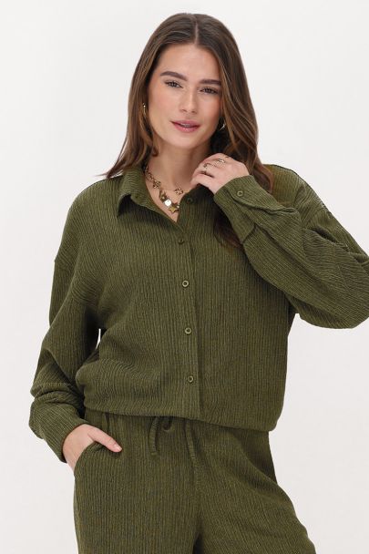 Chemisier vert oversize avec boutons