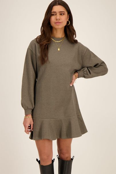 Robe-pull verte avec fronce