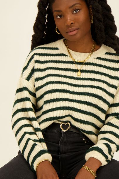 Green oversized striped sweater