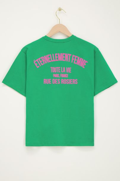 Groen T-shirt "Eternellement femme"