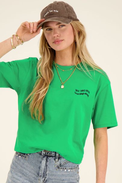 Groen T-shirt Great things ahead
