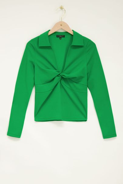 Green top with collar & knot detail