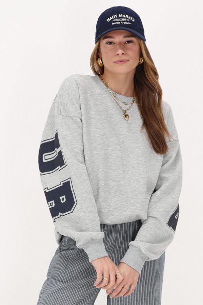 Sweat oversize gris "Bonheur"