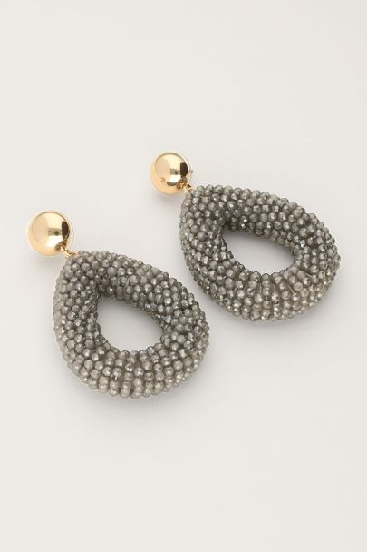 Grey statement earrings with rhinestones | My Jewellery