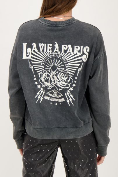 Sweat gris à imprimé La Vie à Paris