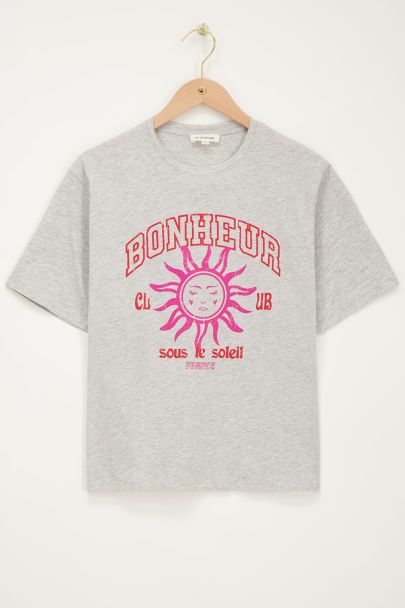 Grijs T-shirt "Bonheur"