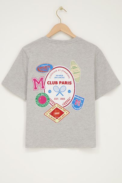 Grijs T-shirt sport en patches