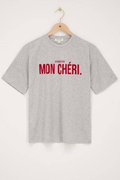 Grey t-shirt with red mon chéri | My Jewellery