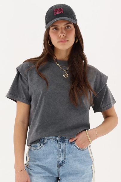 Grey T-shirt with sleeve detail