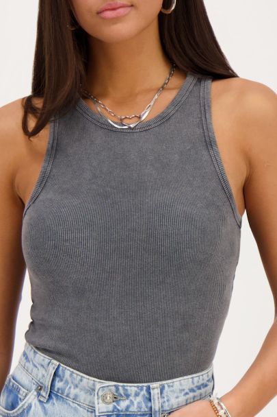 Grijze tanktop met rib structuur