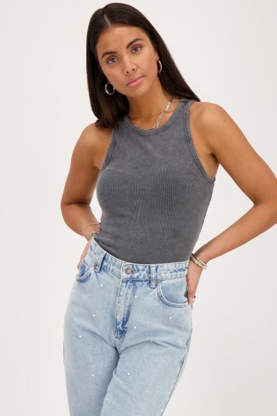 Grey tank top with rib