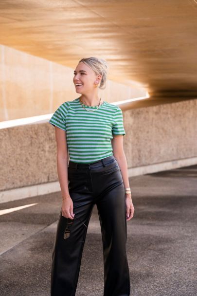 Green striped top with glitter