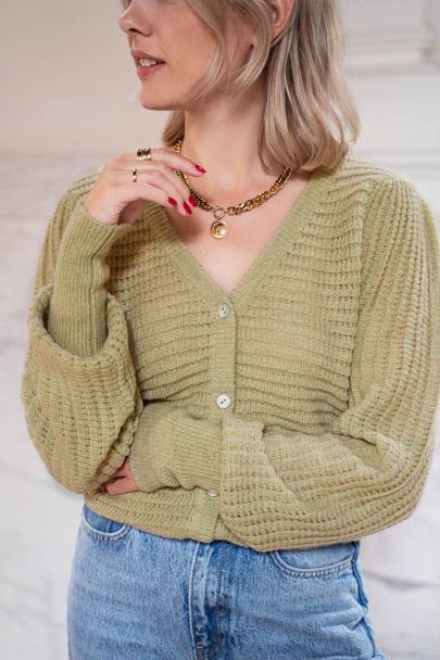 Green structured cardigan