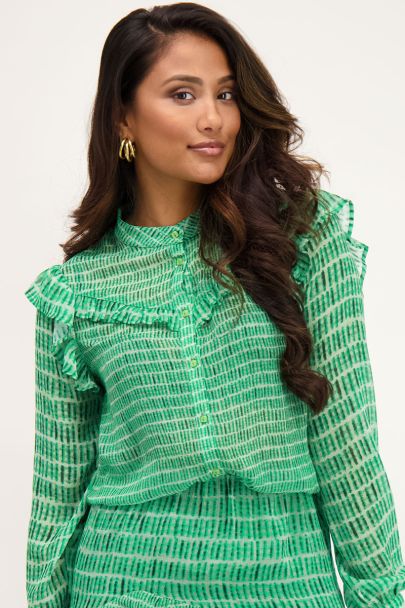 Groene blouse met tie-dye print