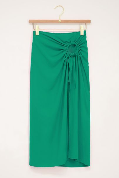 Groene midi rok met open strik detail