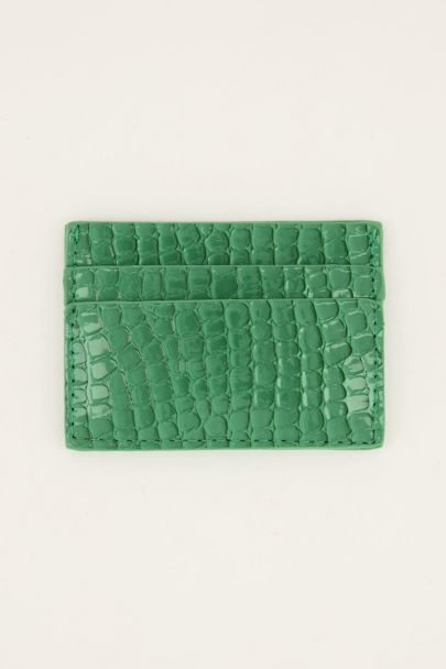 Green crocodile print card holder