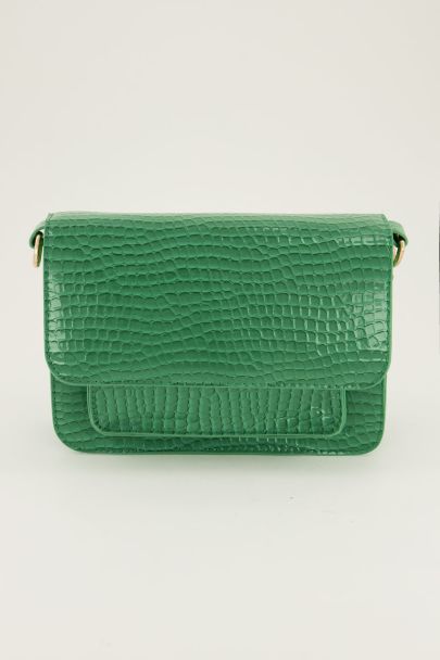 Green crocodile print bag