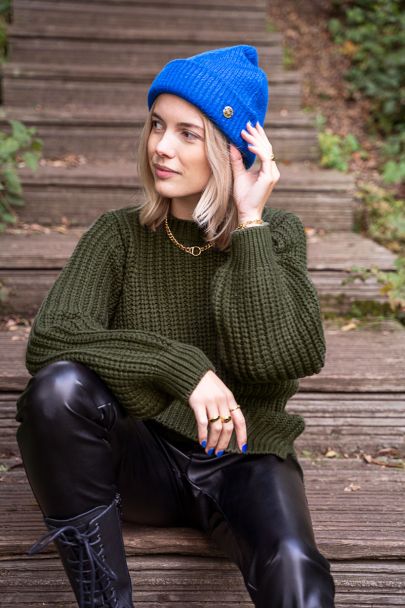 Green knitted oversized sweater