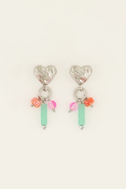 Heart studs with colourful charms | My Jewellery