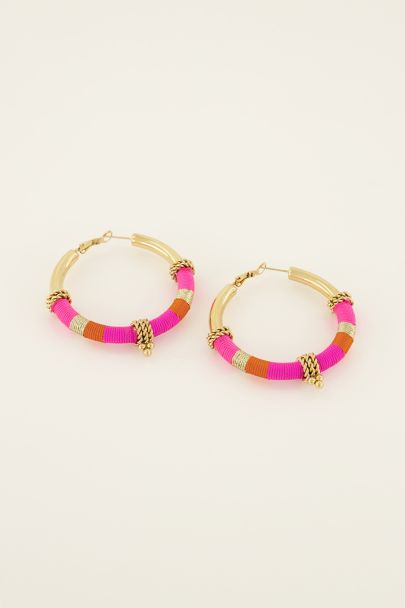 Chain hoop earrings with colourful string | My Jewellery