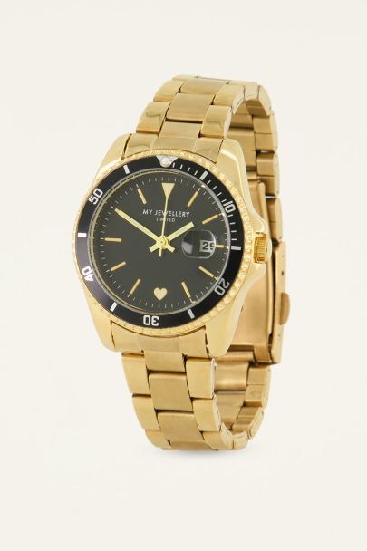 Horloge schakelband zwarte wijzerplaat