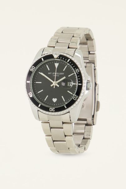Horloge schakelband zwarte wijzerplaat