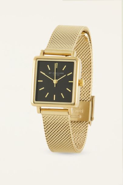 Horloge zwarte vierkante wijzerplaat | My Jewellery