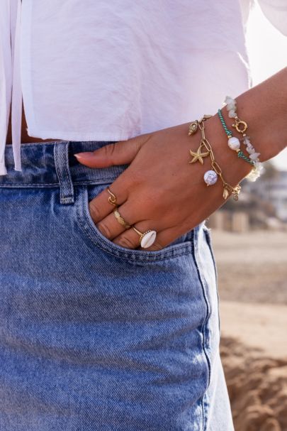 Ocean bracelet with mint green stones