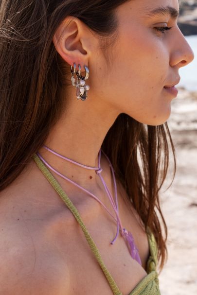 Ocean hoop earrings with lilac stones