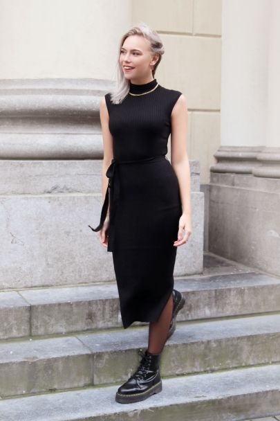 Black dress with split