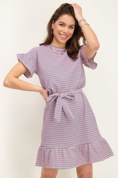 Dress with stripes & ruffle