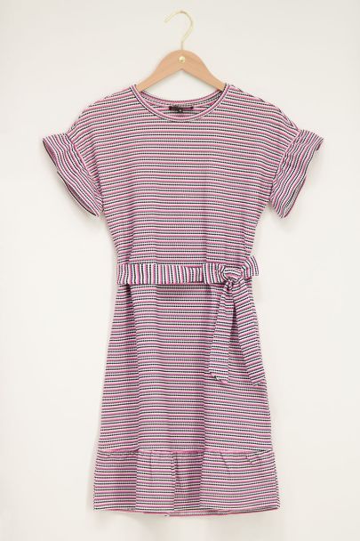 Dress with stripes & ruffle