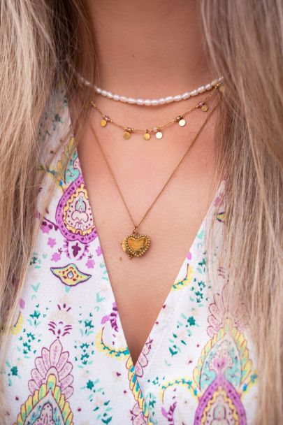 Ketting met bedeltjes rondje & hartje
