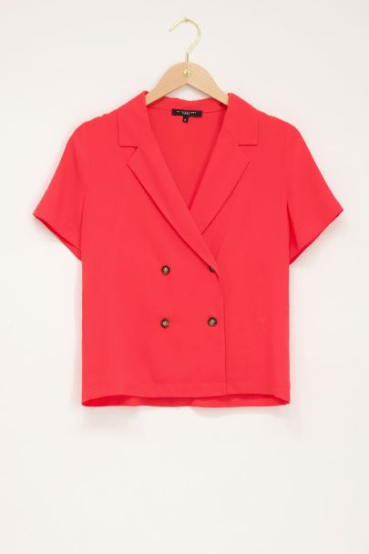 Coral double button blouse