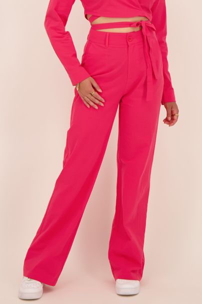 Roze pantalon linnen look