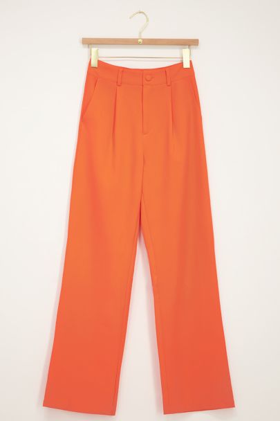 Pantalon tailleur coupe droite corail